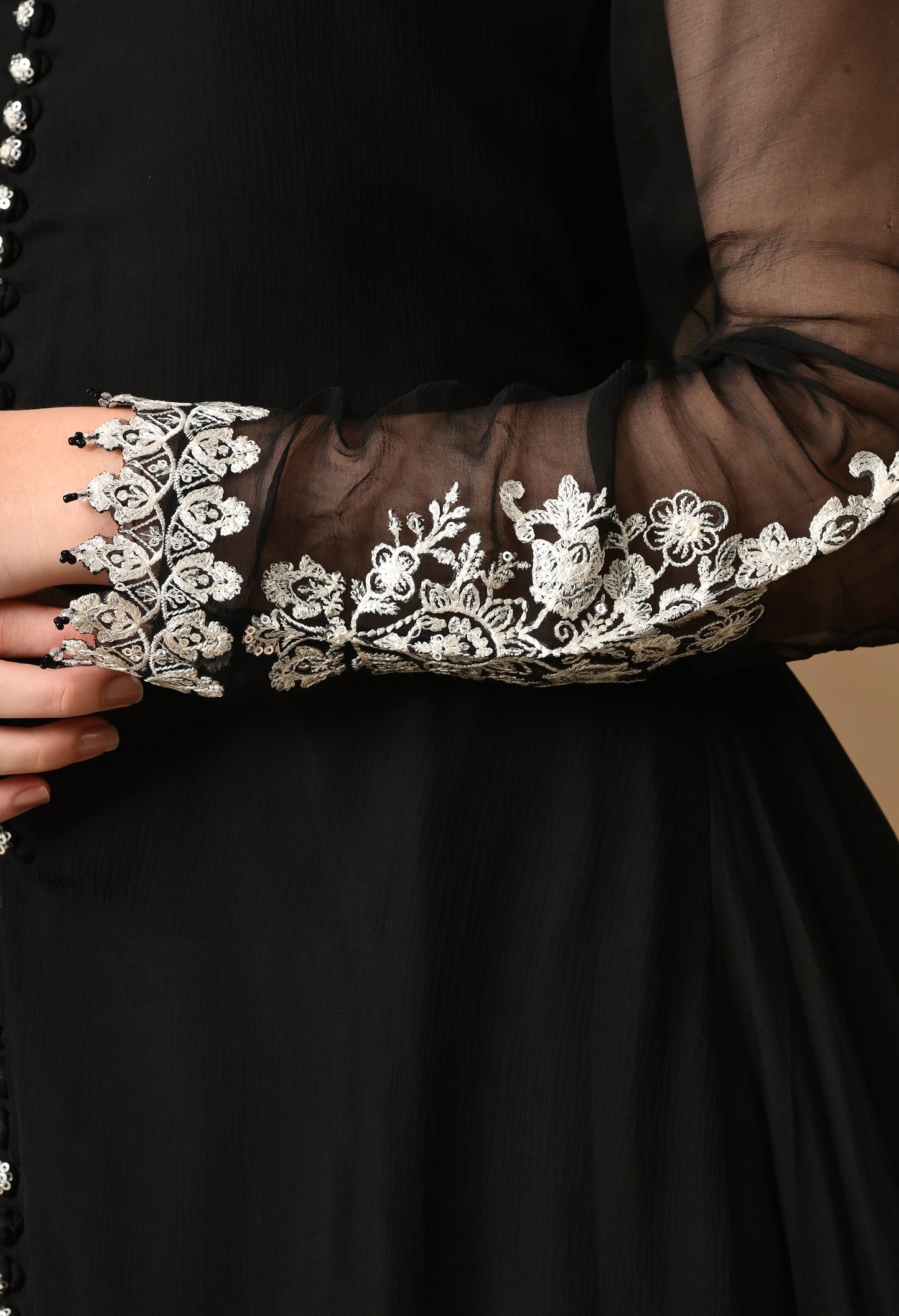 Mesmerising Black Sharara Set with Beautiful Thread & Pearl Work