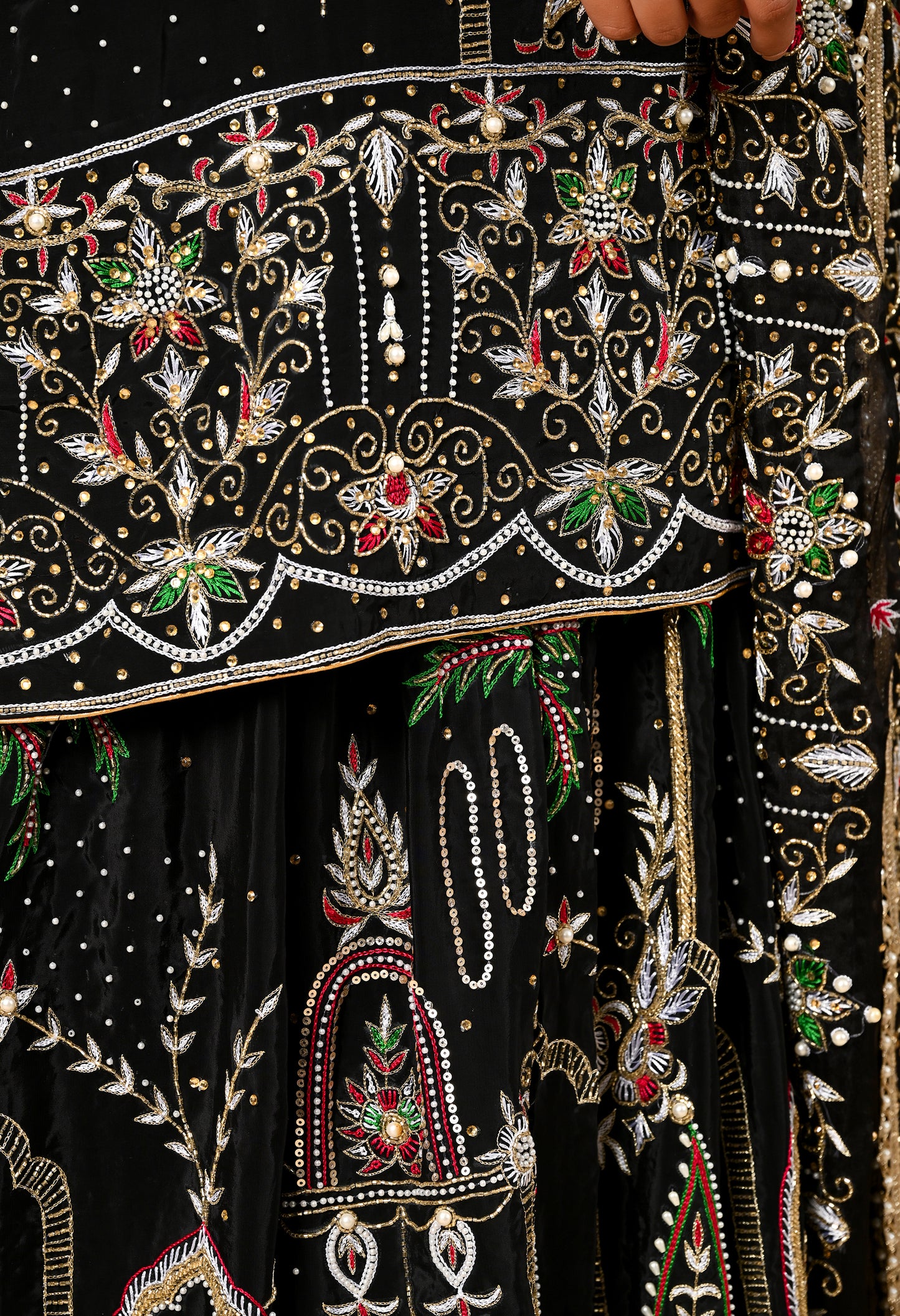 Graceful Dark Black Sharara Set with Excellent Work and Embroidery