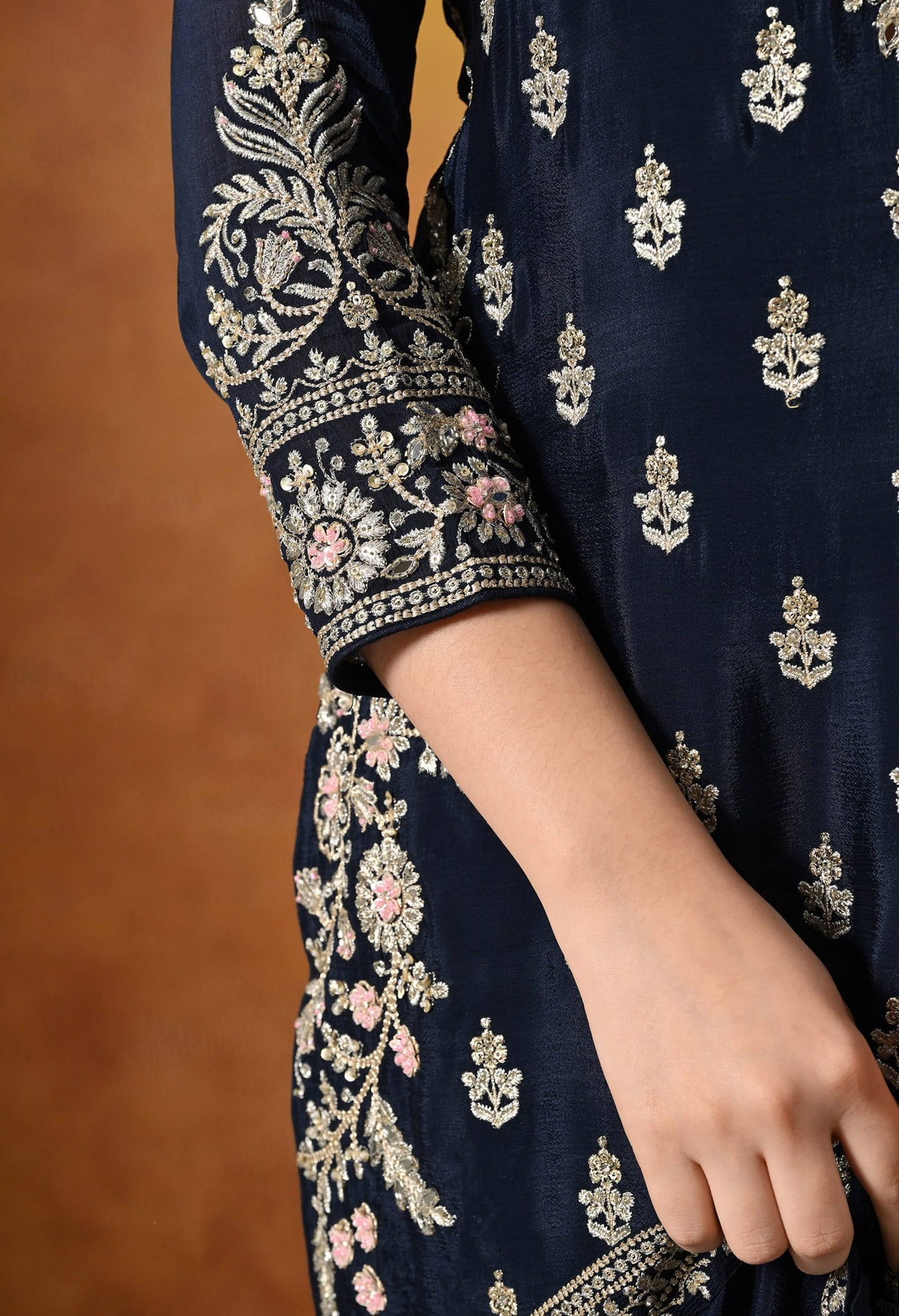 Blue Lehenga Set with Zardozi, Mirror, Sippy, and Sequin work.