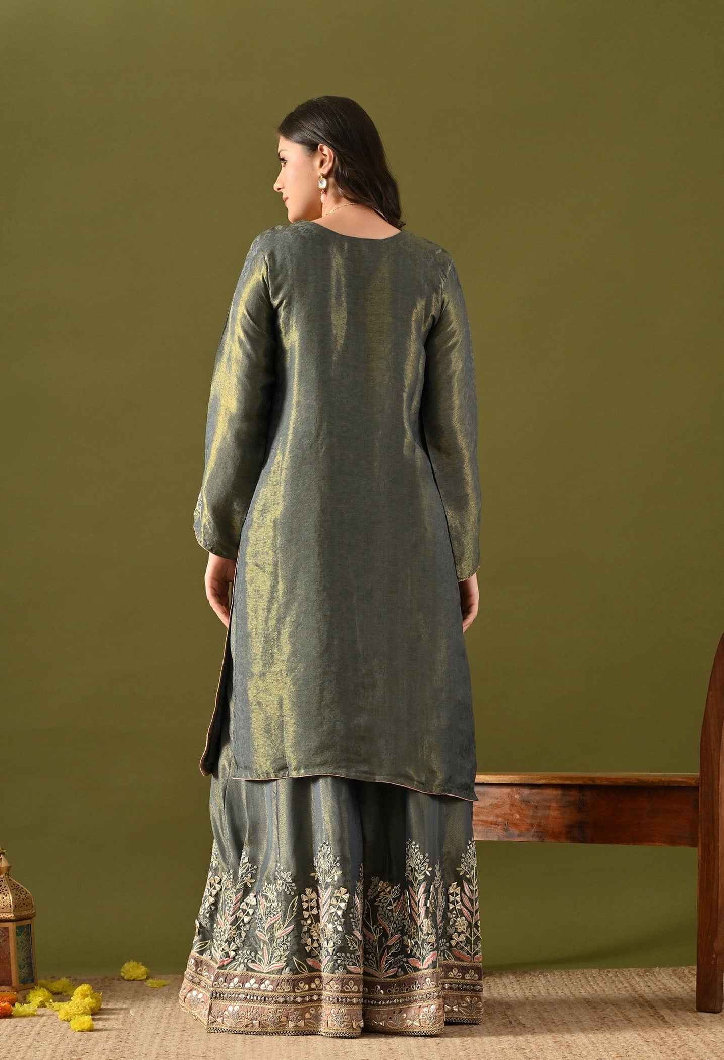 Sea Green Sharara Set with Gotta & Mirror Work