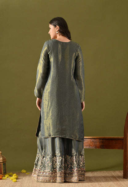 Sea Green Sharara Set with Gotta & Mirror Work