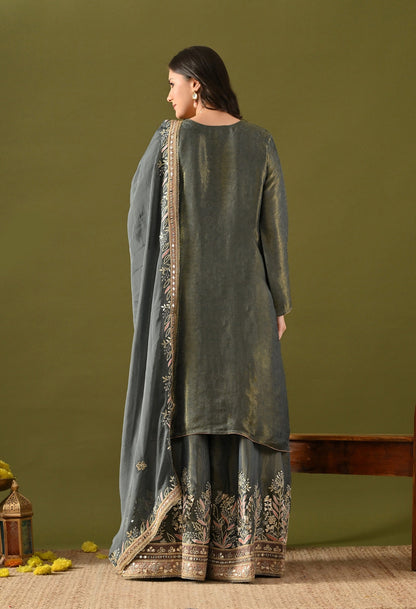 Sea Green Sharara Set with Gotta & Mirror Work