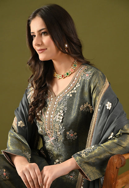 Sea Green Sharara Set with Gotta & Mirror Work