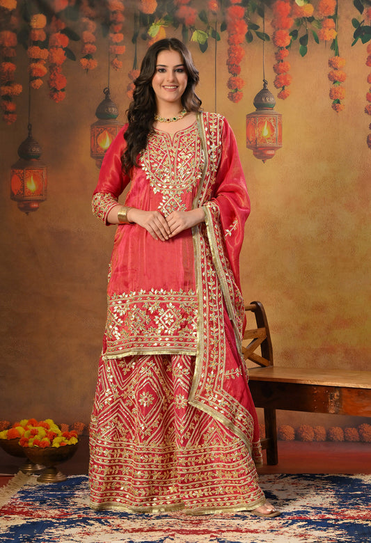 Dreamy Pink Lehenga Set with Gotta Work