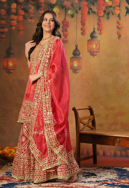 Dreamy Pink Lehenga Set with Gotta Work