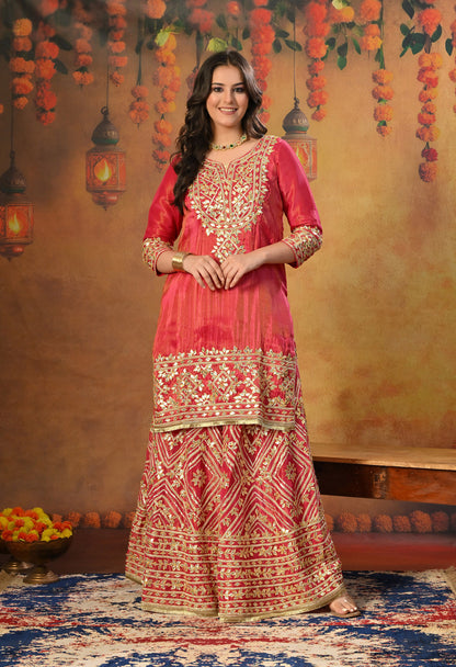 Dreamy Pink Lehenga Set with Gotta Work