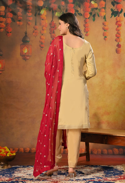 Golden Kurta Set with Zardozi, Dabka, Sequin and Pearl Work