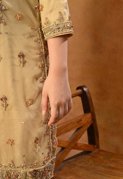 Golden Kurta Set with Zardozi, Dabka, Sequin and Pearl Work