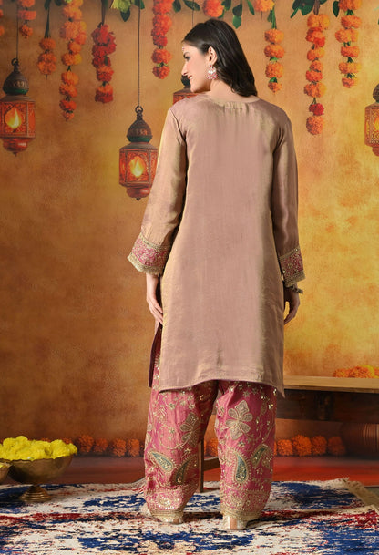 Light Purple Kurta Set with Zardozi, Sequin & Applique Work.