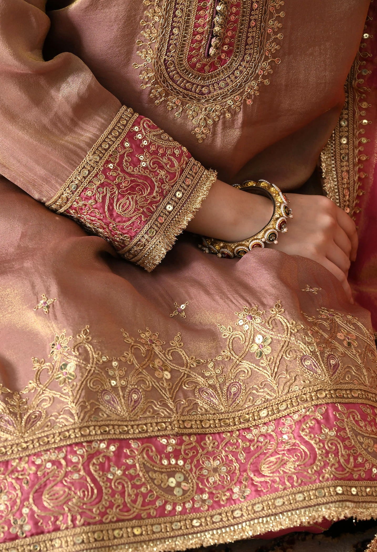 Light Purple Kurta Set with Zardozi, Sequin & Applique Work.