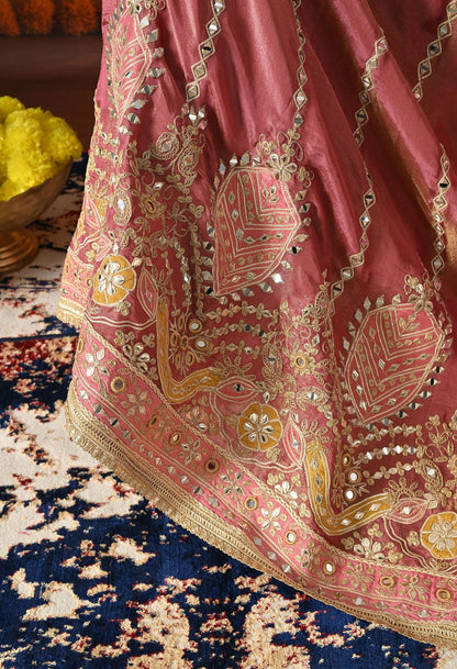 Purple Anarkali Set with Zardozi, Mirror & Applique Work