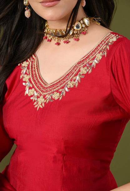 Pink Silk Sharara Set with Zardozi, Sequin & Pearl Work.