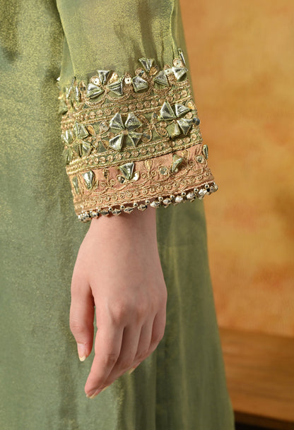 Light Green Gharara Set with Gotta & Zardozi Embroidery