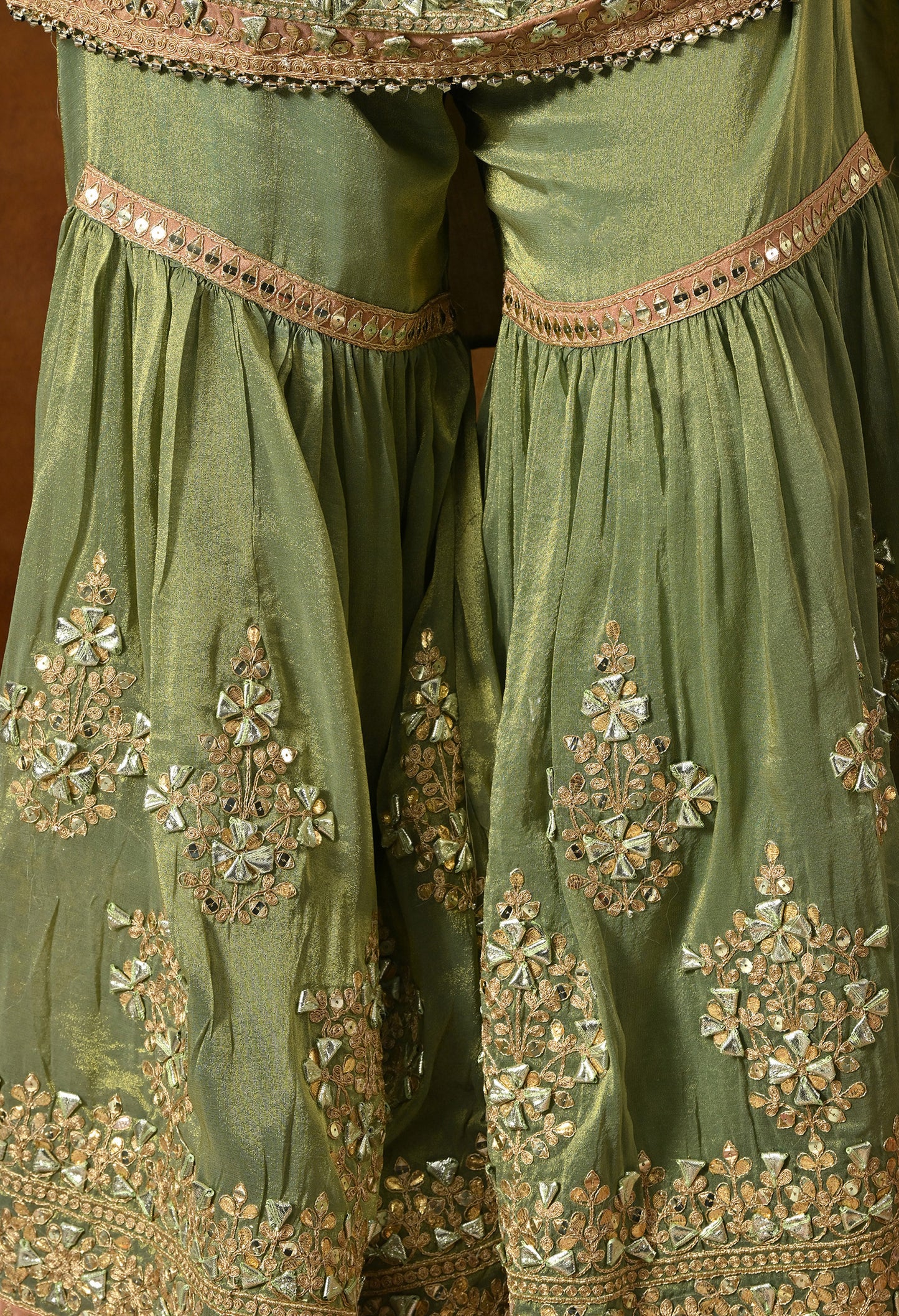 Light Green Gharara Set with Gotta & Zardozi Embroidery