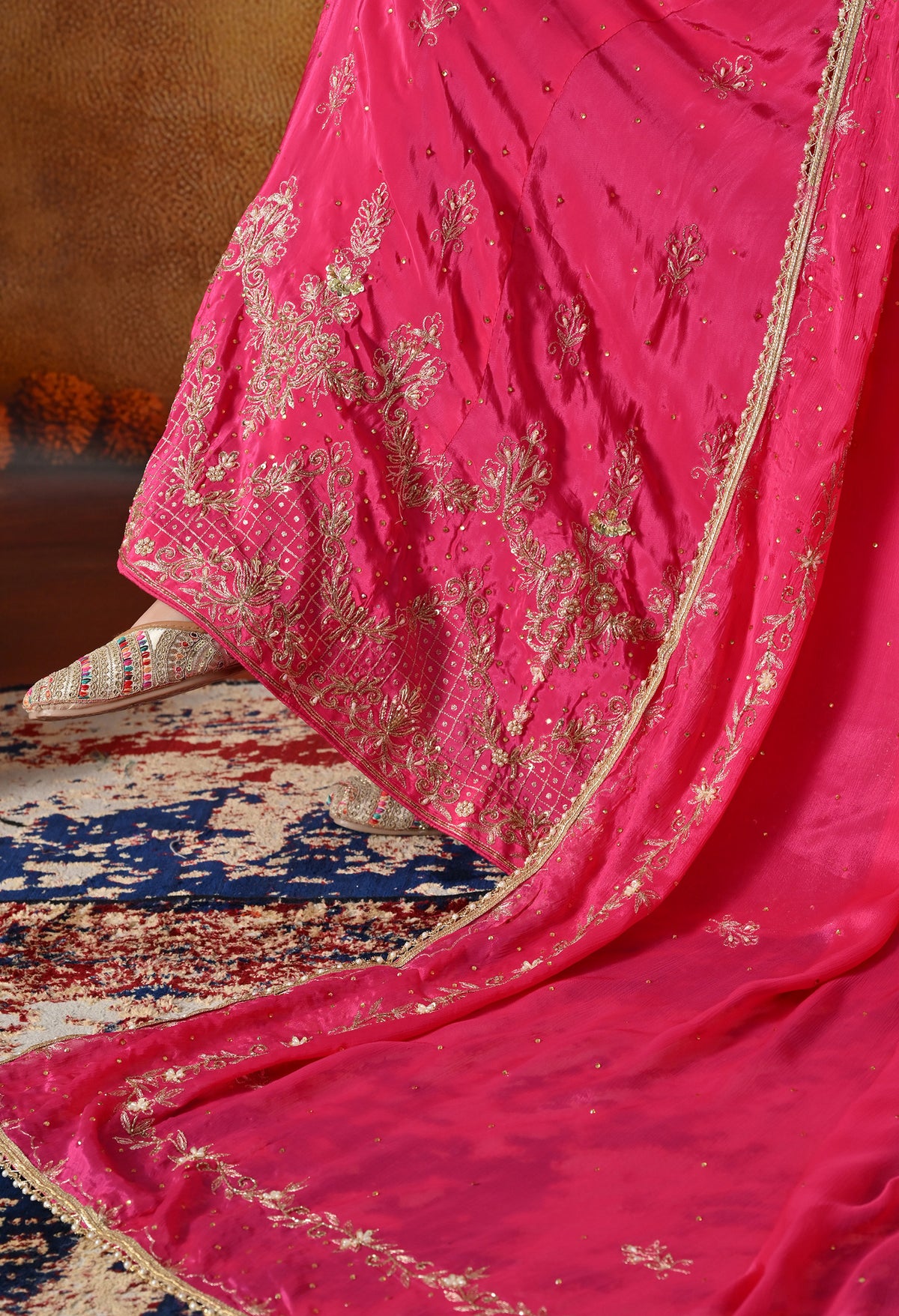 Pink Anarkali With Zardozi, Dabka & Crystal Embellishments