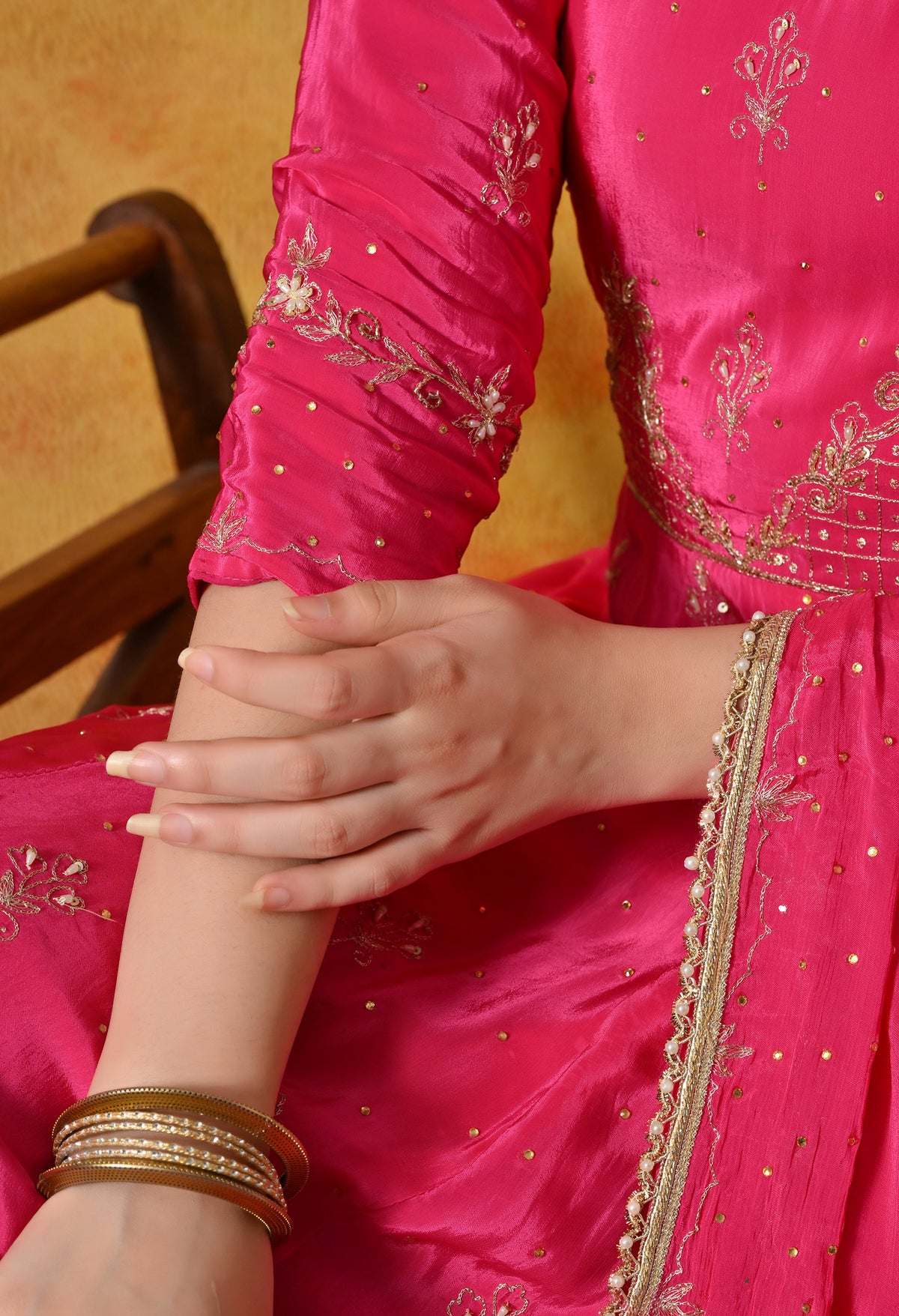 Pink Anarkali With Zardozi, Dabka & Crystal Embellishments