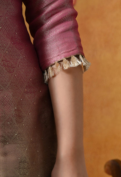 Pink & Green Sharara Set With Graceful Gotta & Crystal Embellishments