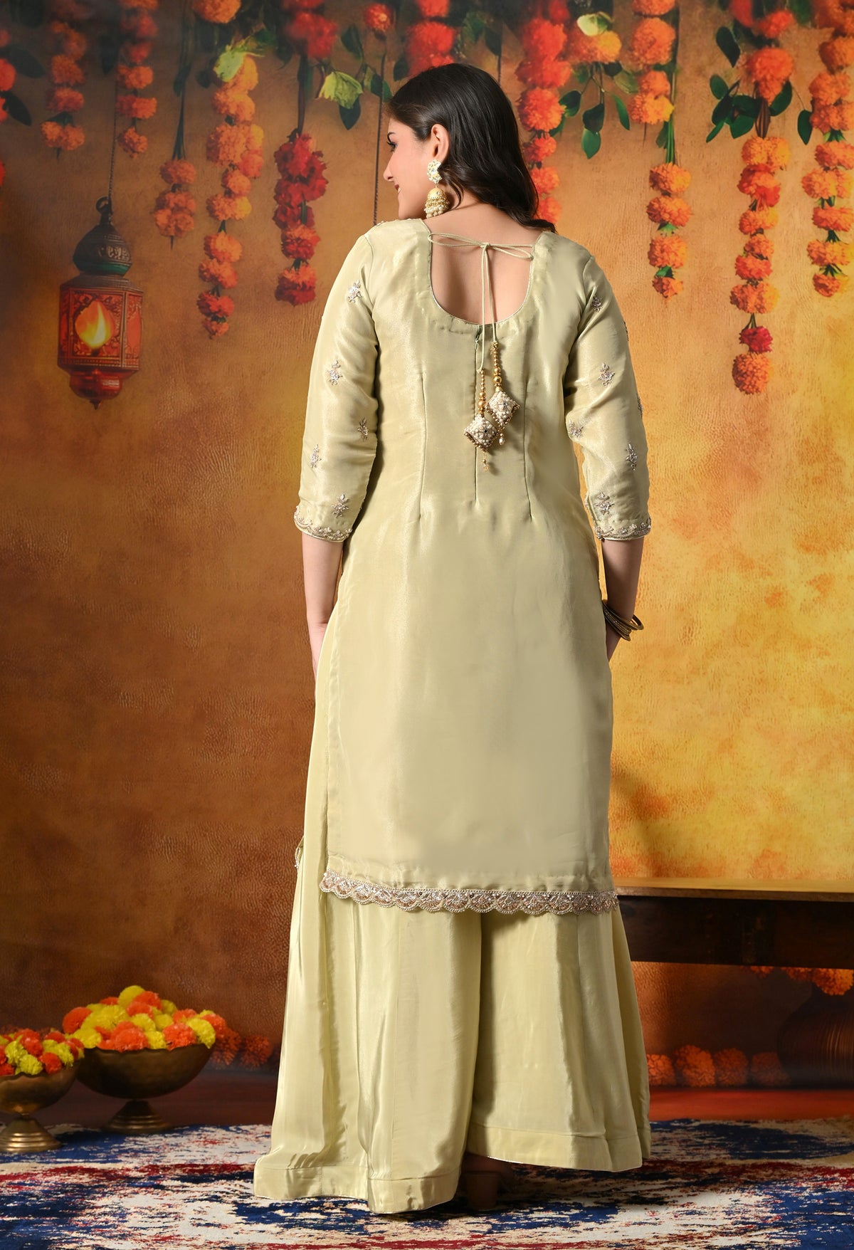 Mesmerizing Green Sharara Set With Zardozi, Dabka & Sequin Work