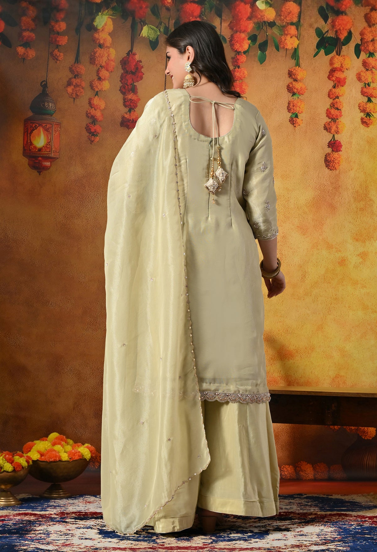Mesmerizing Green Sharara Set With Zardozi, Dabka & Sequin Work