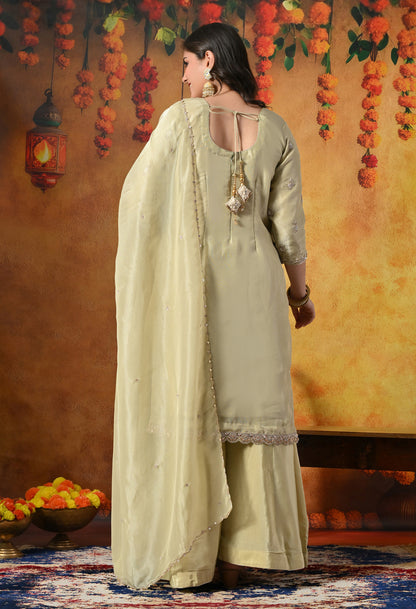 Mesmerizing Green Sharara Set With Zardozi, Dabka & Sequin Work