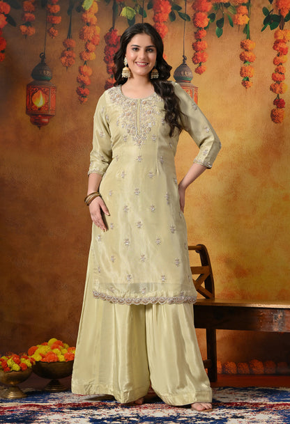 Mesmerizing Green Sharara Set With Zardozi, Dabka & Sequin Work