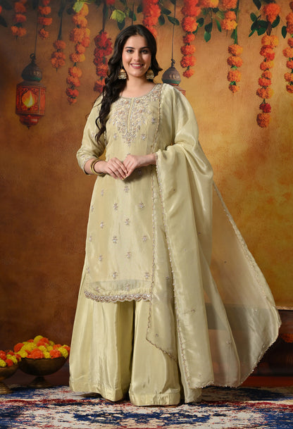 Mesmerizing Green Sharara Set With Zardozi, Dabka & Sequin Work