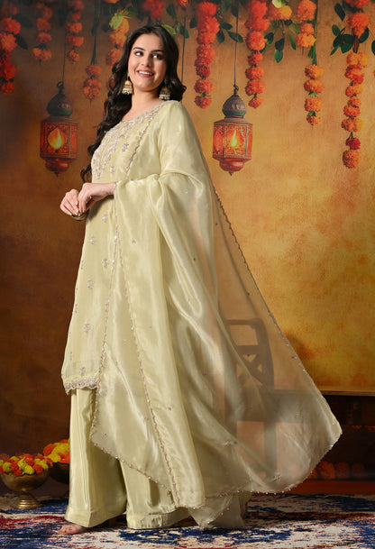 Mesmerizing Green Sharara Set With Zardozi, Dabka & Sequin Work
