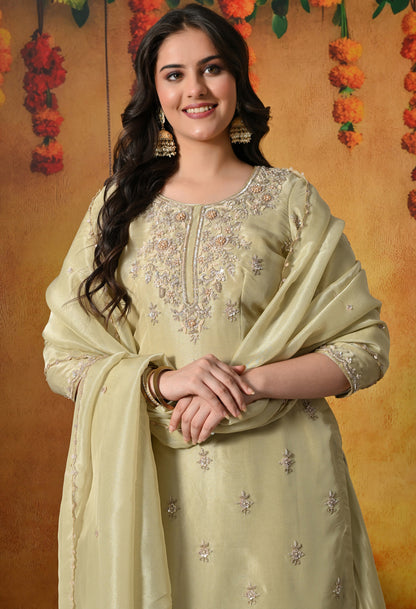 Mesmerizing Green Sharara Set With Zardozi, Dabka & Sequin Work