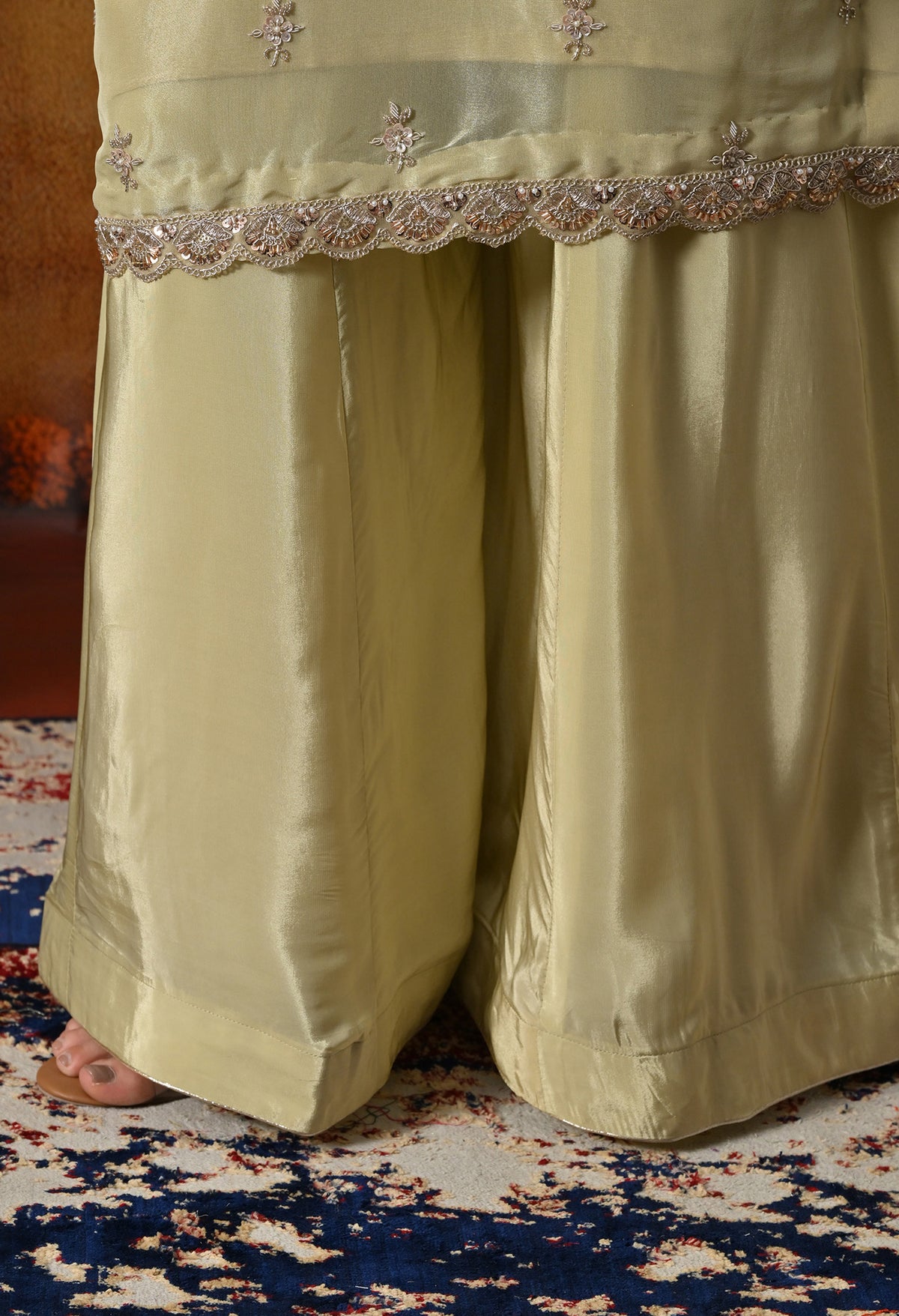 Mesmerizing Green Sharara Set With Zardozi, Dabka & Sequin Work