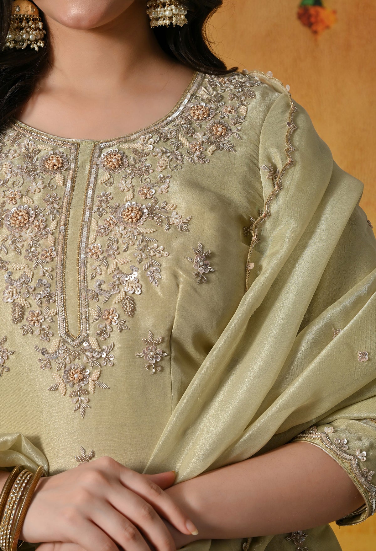 Mesmerizing Green Sharara Set With Zardozi, Dabka & Sequin Work