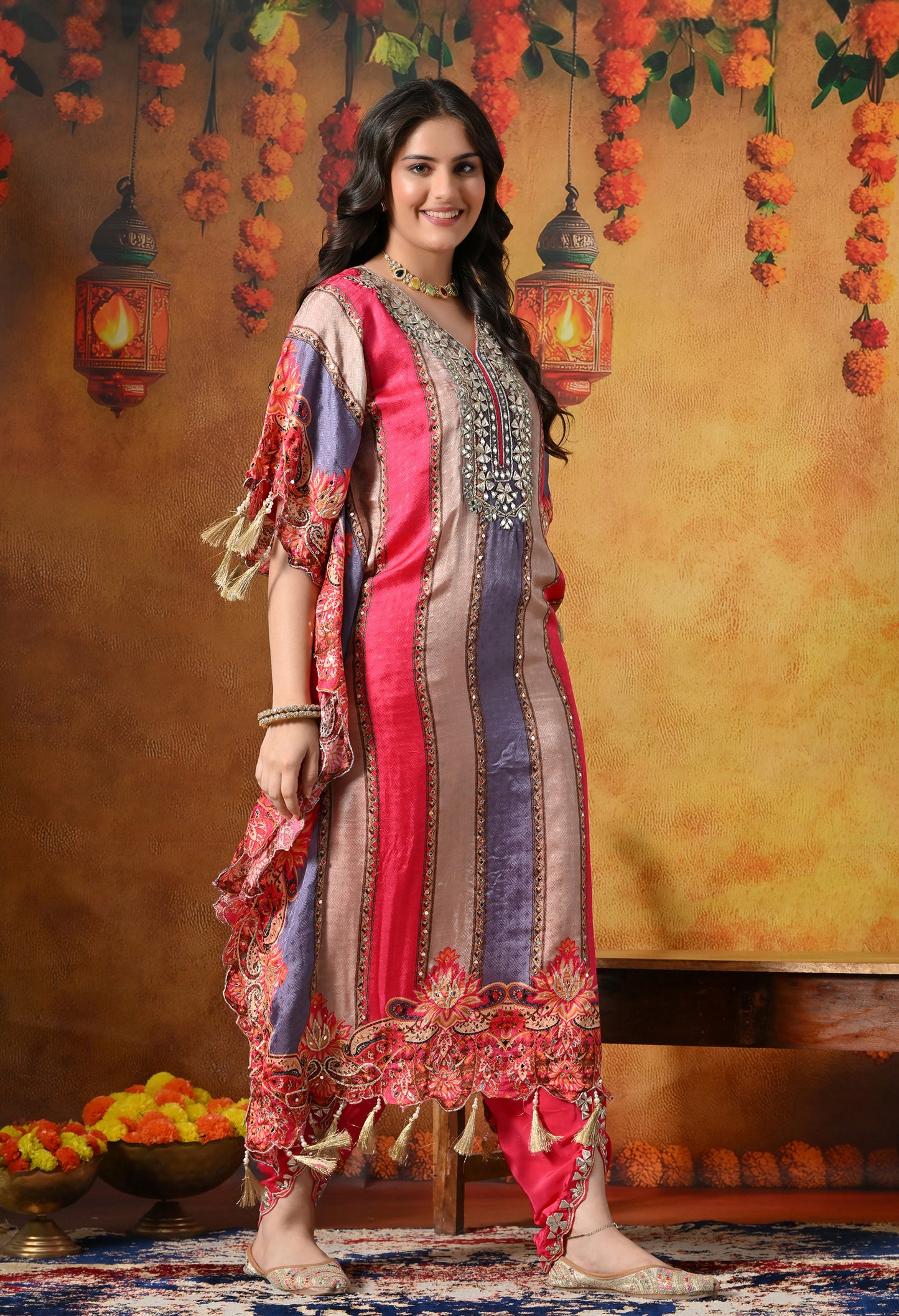 Graceful Magenta Pink Kaftan Set with Gotta Work