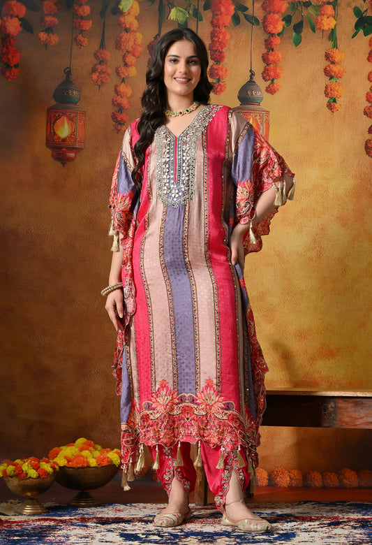 Graceful Magenta Pink Kaftan Set with Gotta Work