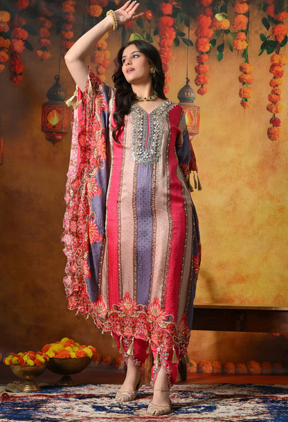 Graceful Magenta Pink Kaftan Set with Gotta Work