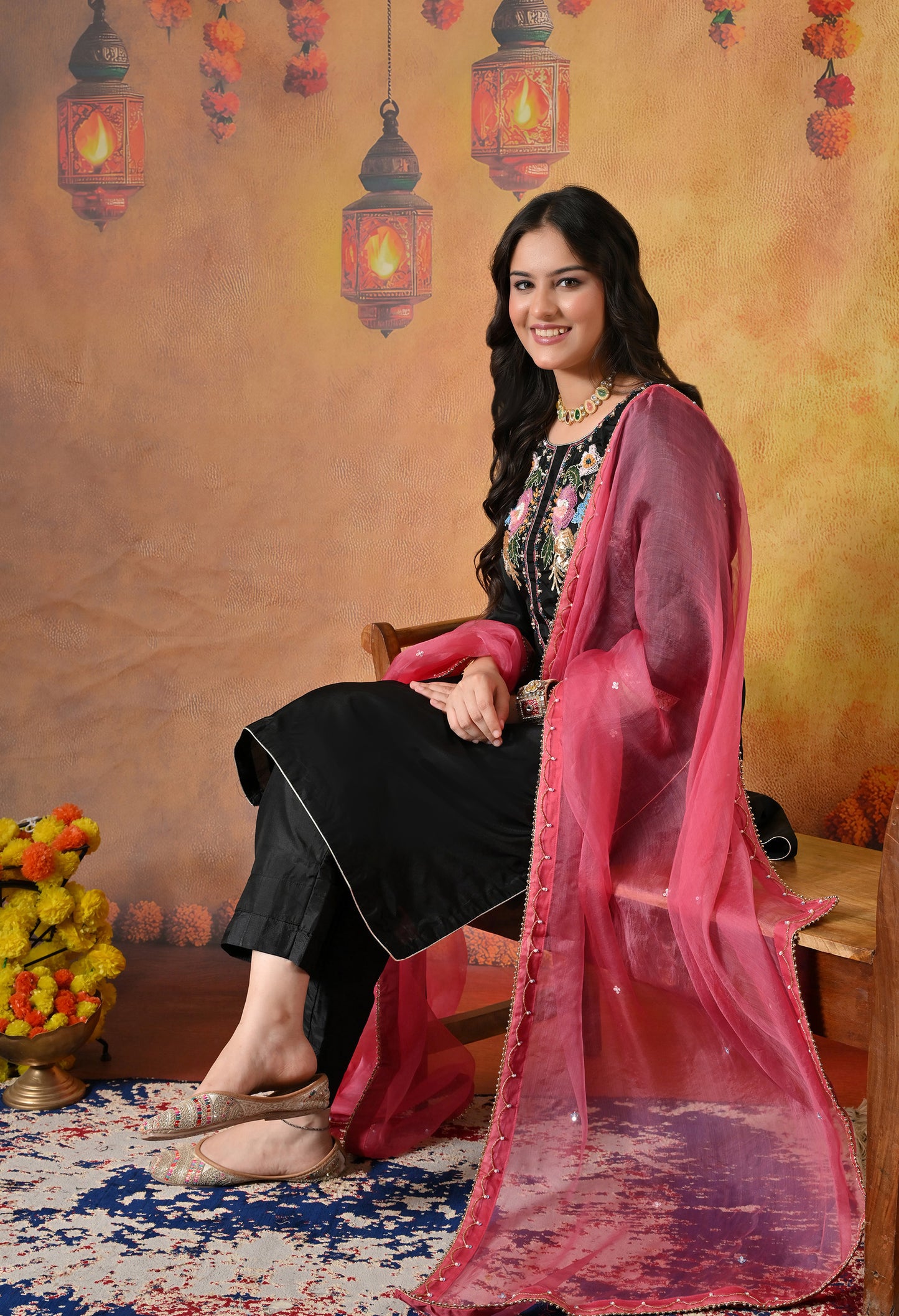 Charismatic Black Kurta Set with Zardozi, Sequin, Sippi, and Thread Work