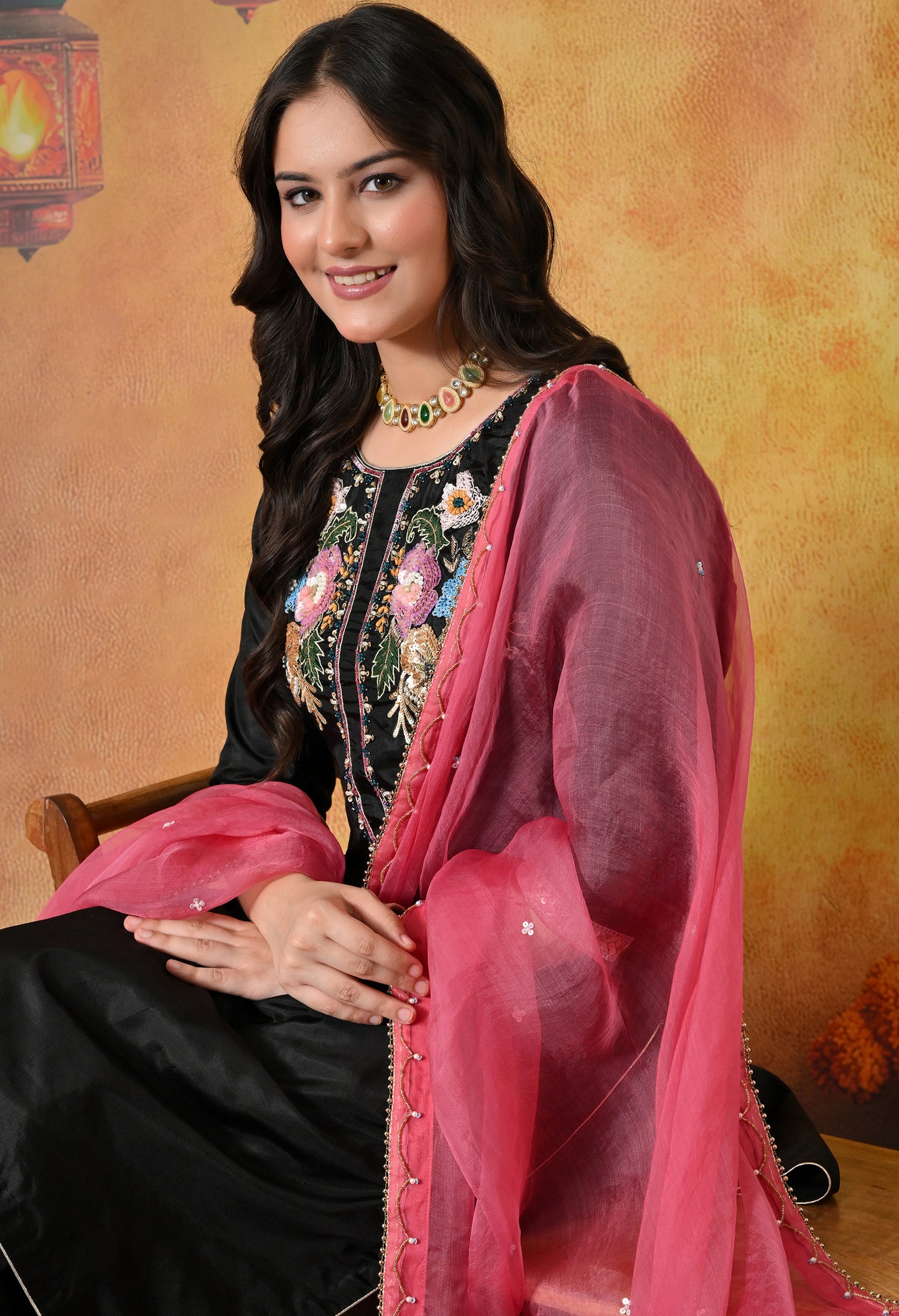 Charismatic Black Kurta Set with Zardozi, Sequin, Sippi, and Thread Work