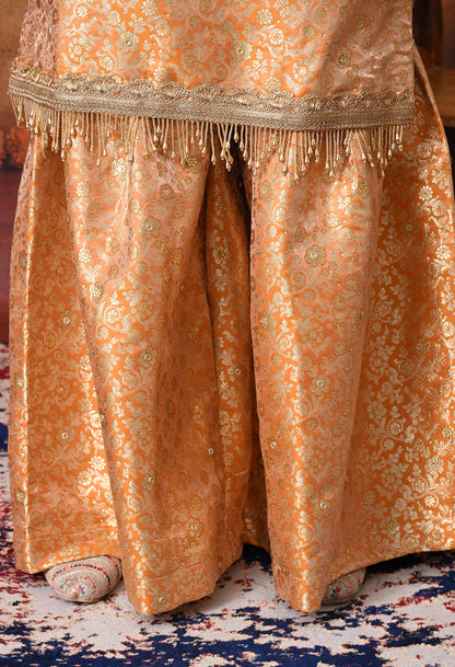 Beautiful Cream Gharara Set with Banarasi, Zari, and Crsytal Work