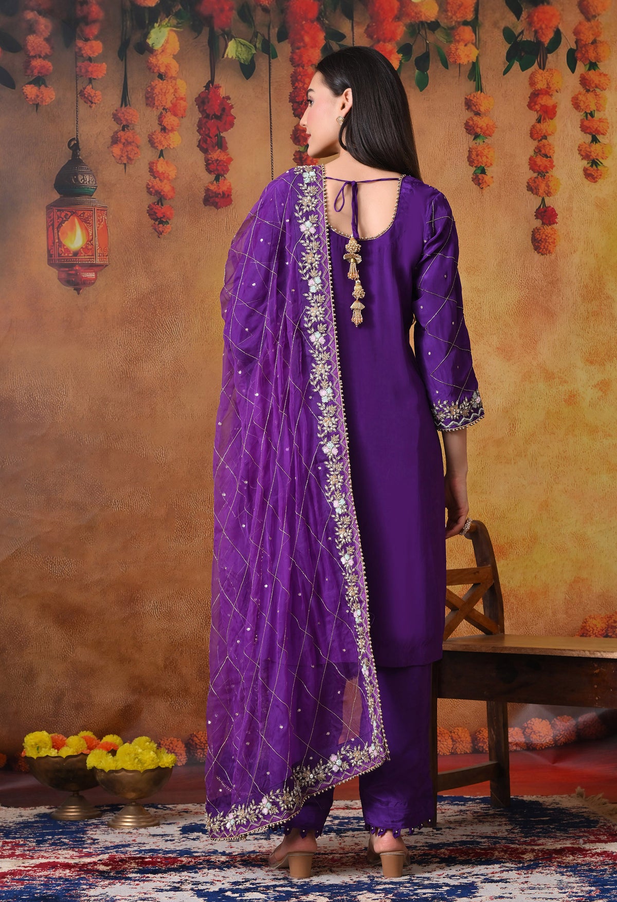 Elegant Purple Kurta Set with Luxurious Zardozi Embroidery