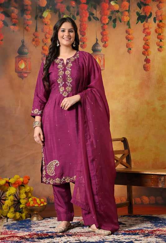 Elegant Black Pink Kurta Set with Intricate Zardozi Work