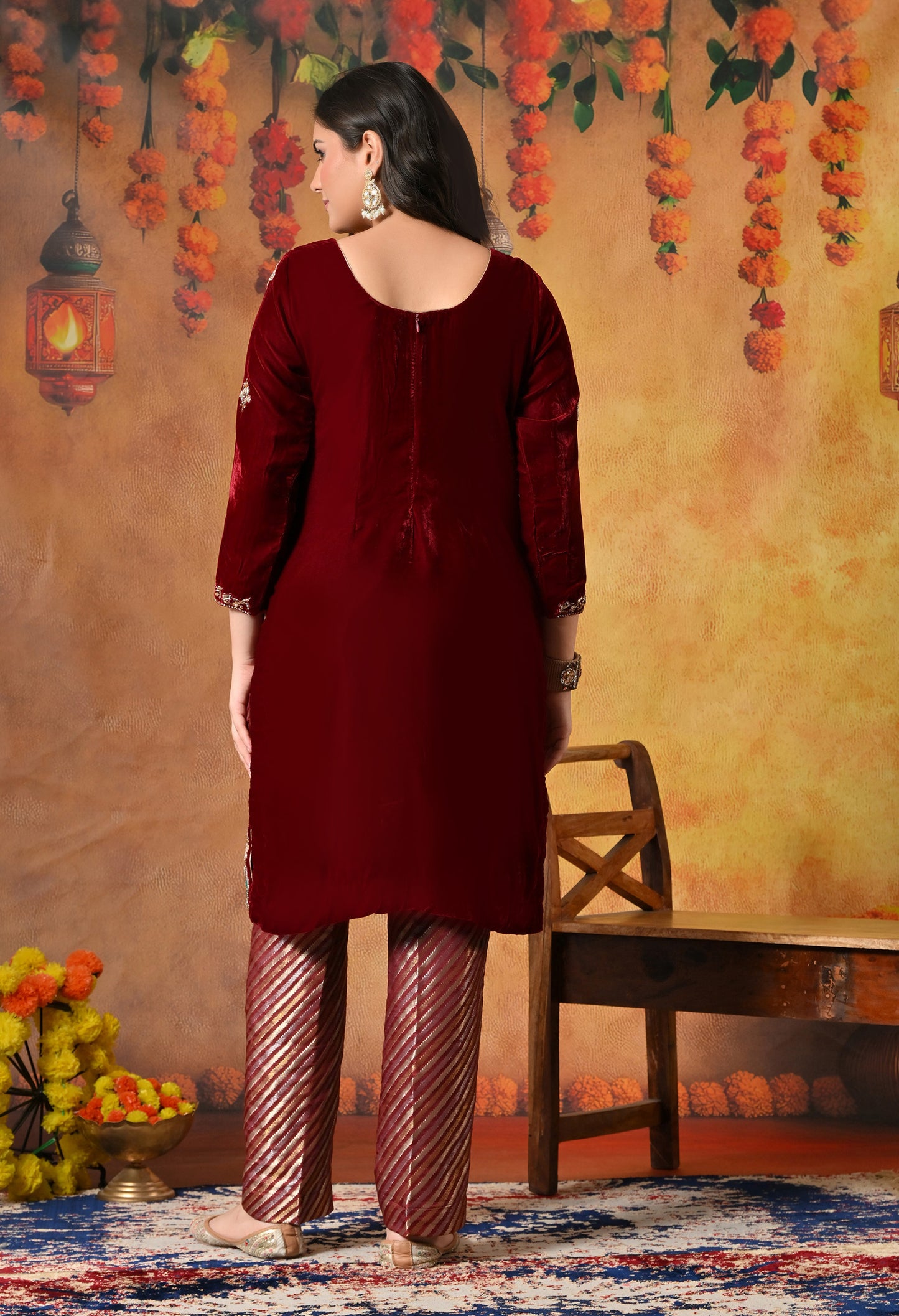 Regal Maroon Red Kurta Set with Intricate Zardozi Embroidery
