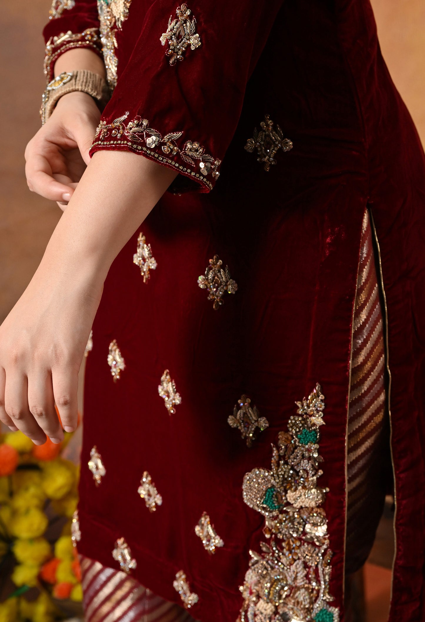 Regal Maroon Red Kurta Set with Intricate Zardozi Embroidery
