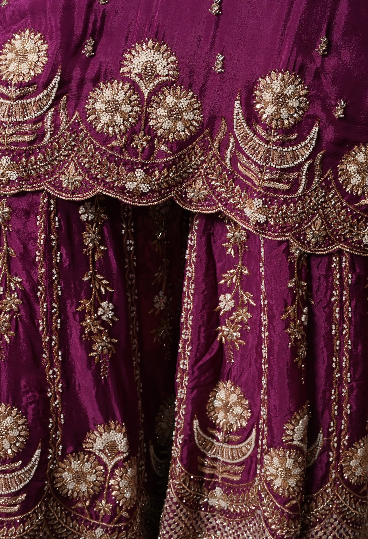 Purple Gharara Set with Zardozi, Pearl, Cutdana, and Sequin Embroidery.