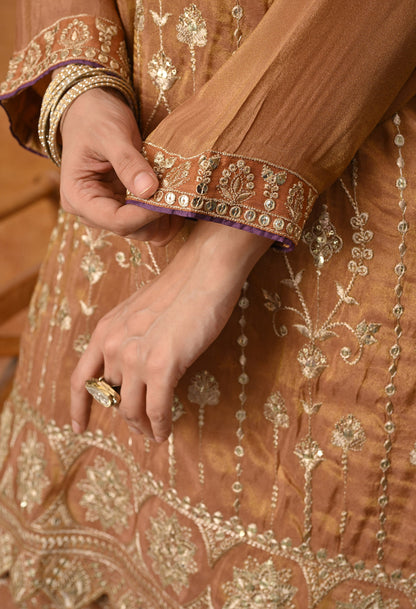 Exquisite Light Brown Lehenga Set with Excellent Zardozi and Sequence Work