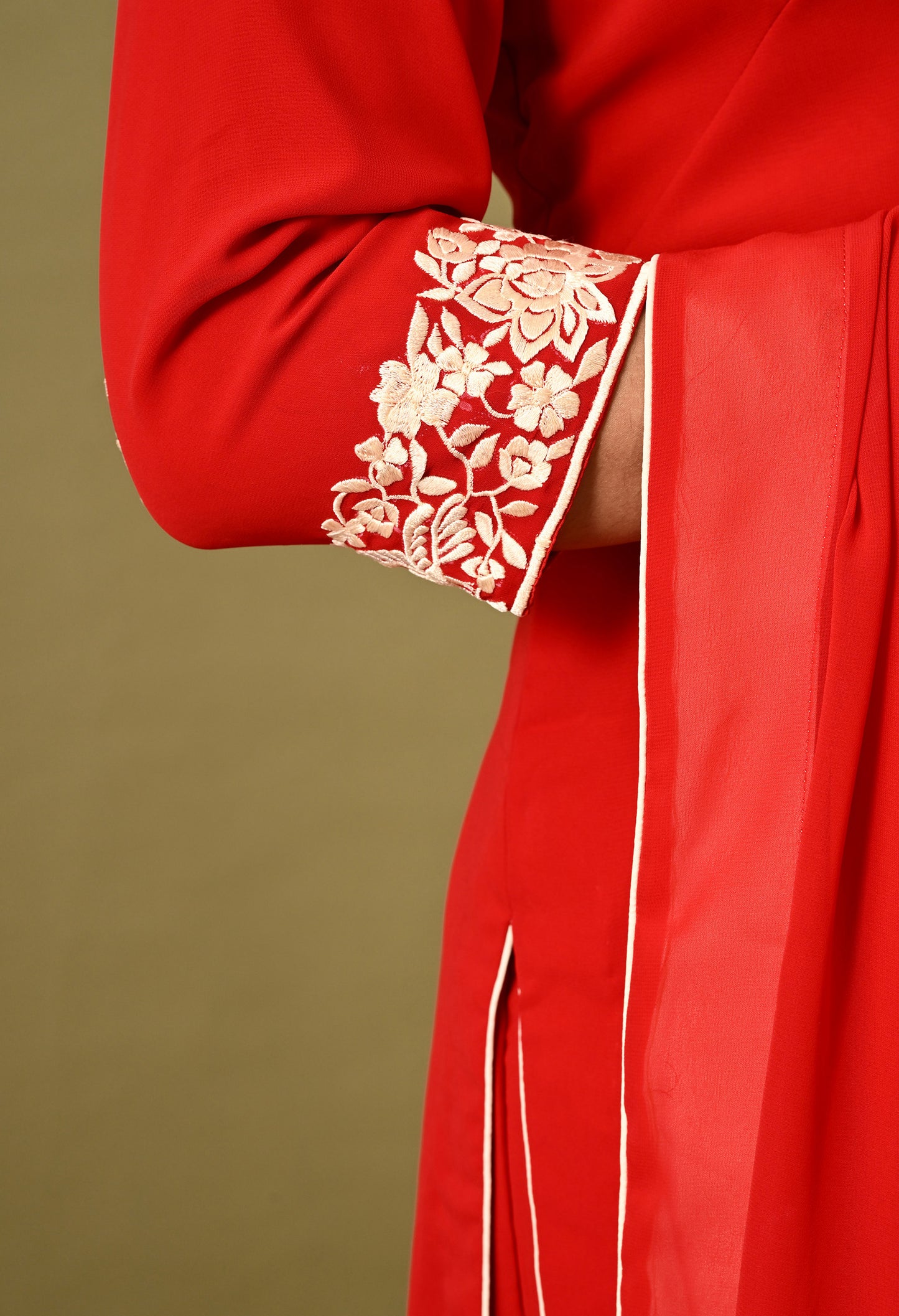 Mesmerising Red Kurta Set with Excellent Craftsmanship of Parsi Work