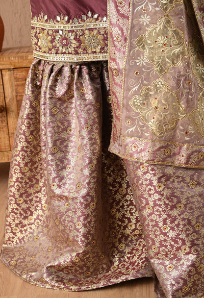 Beautiful Light Brown Sharara Set with Gotta, Zardozi, and Pearl Work