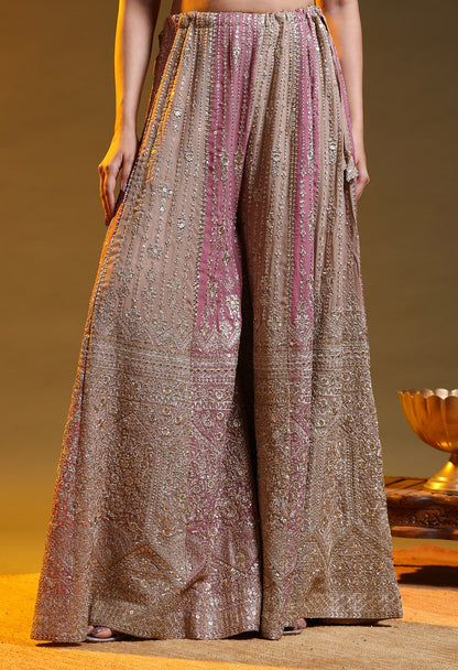 Golden Brown Georgette Zardozi–Sequin Sharara Set