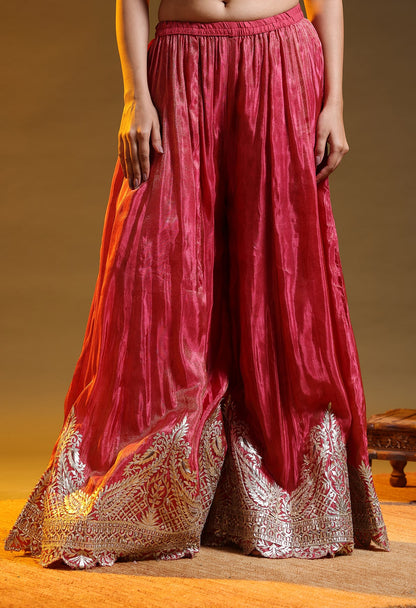 Golden Cream Tissue Crepe Gotta–Thread–Zardozi Sharara Set