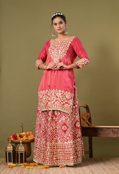 Dreamy Pink Lehenga Set with Gotta Work