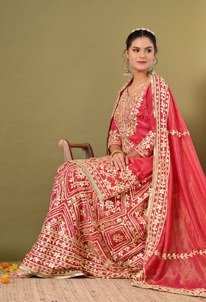 Dreamy Pink Lehenga Set with Gotta Work