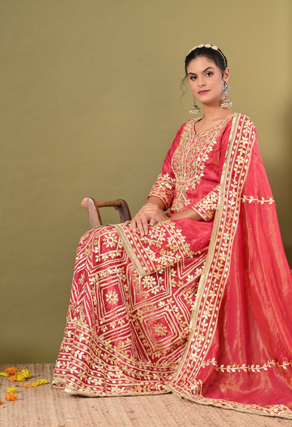 Dreamy Pink Lehenga Set with Gotta Work