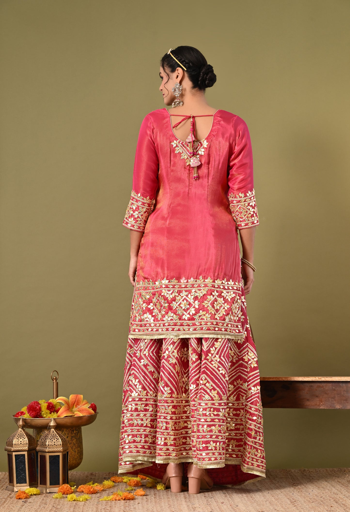 Dreamy Pink Lehenga Set with Gotta Work